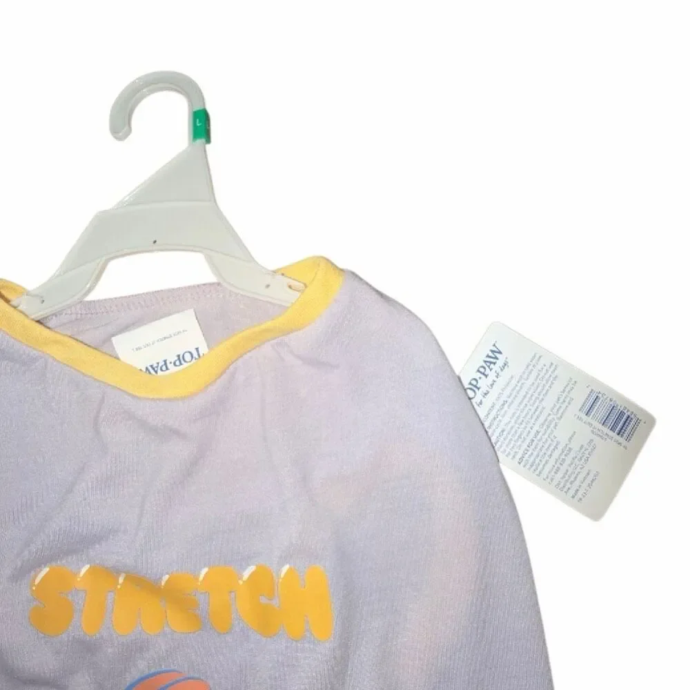 Pet t-shirts L dog shirt TOP PAW “Stretch it Out” balloon anima purple + yellow